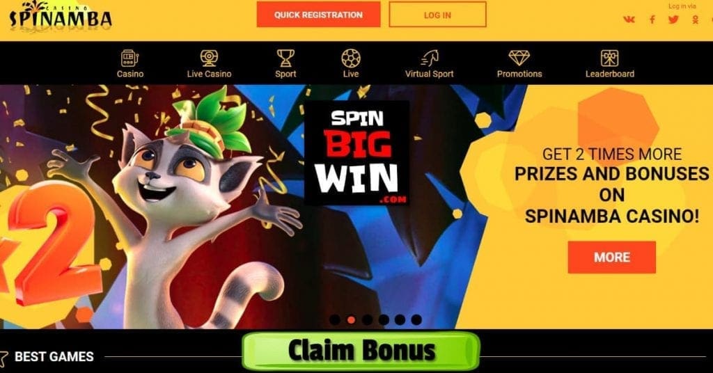 Prizes and Bonuses in Spinamba Casino for SpinBigwin.com is on photo.