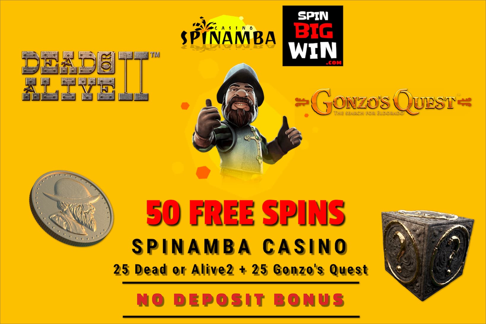 Spinamba Casino Review No Deposit Bonus (50 Free Spins) is in this photo!