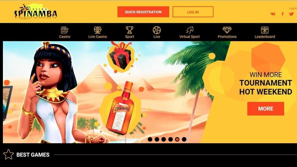 Tournament Week in Casino Spinamba for SpinBigWin.com are on photo.