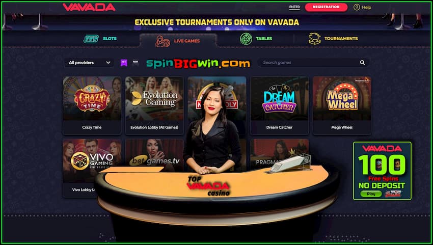 Games with real dealers and croupiers in VAVADA live casino are in the photo.