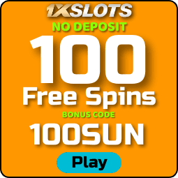 100 Free Spins No Deposit at 1xSlots Casino on Book of Sun Multichance are in the photo.