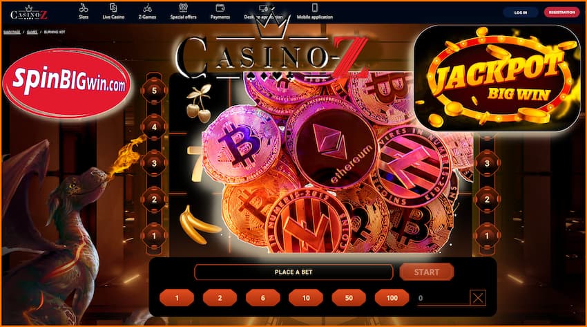 Cryptocurrency in Cazino-Z pictured.