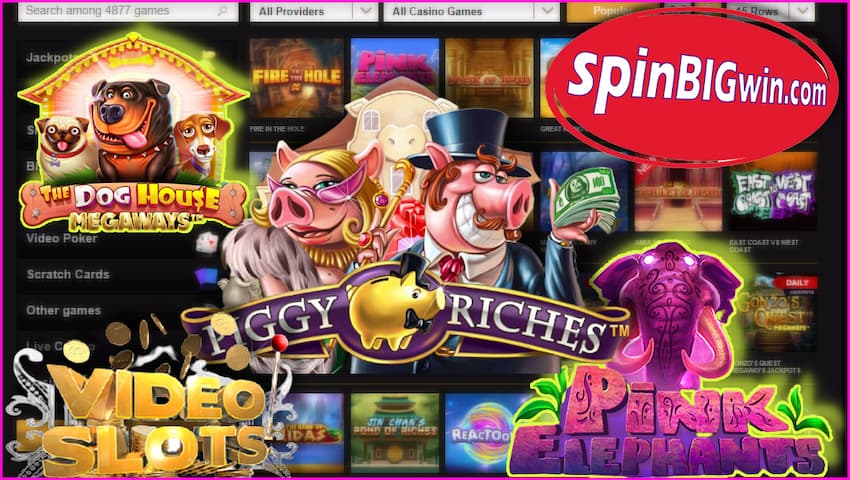 More than 5000 games from the world's best providers are presented at Videoslots casino are in this image!