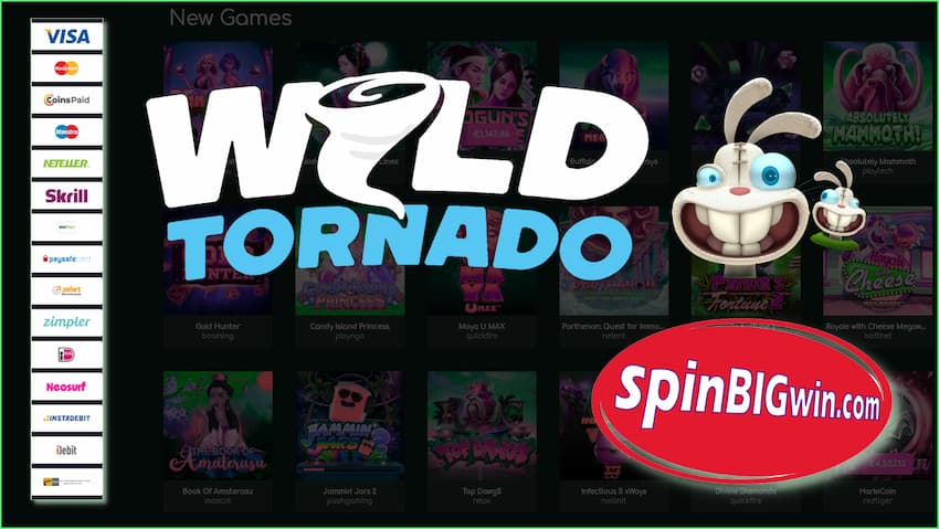 Wild Tornado Casino (2021) $1500 Bonus and Instant Payouts are in this photo.